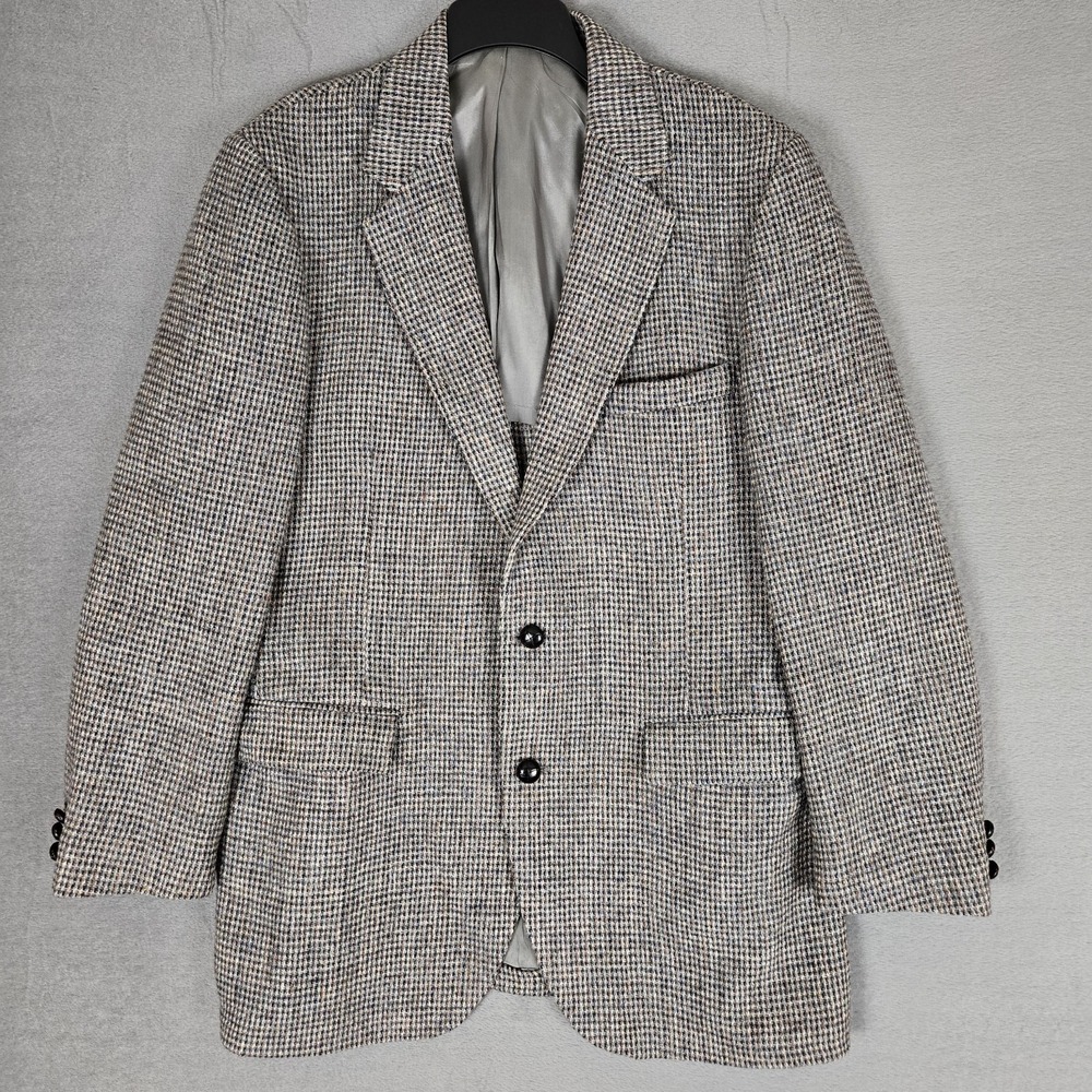 Vintage Harris Tweed Herringbone Tweed Blazer Mens 42 Foreman Clark Made In USA